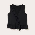 Blouse sans manches volants noir femme