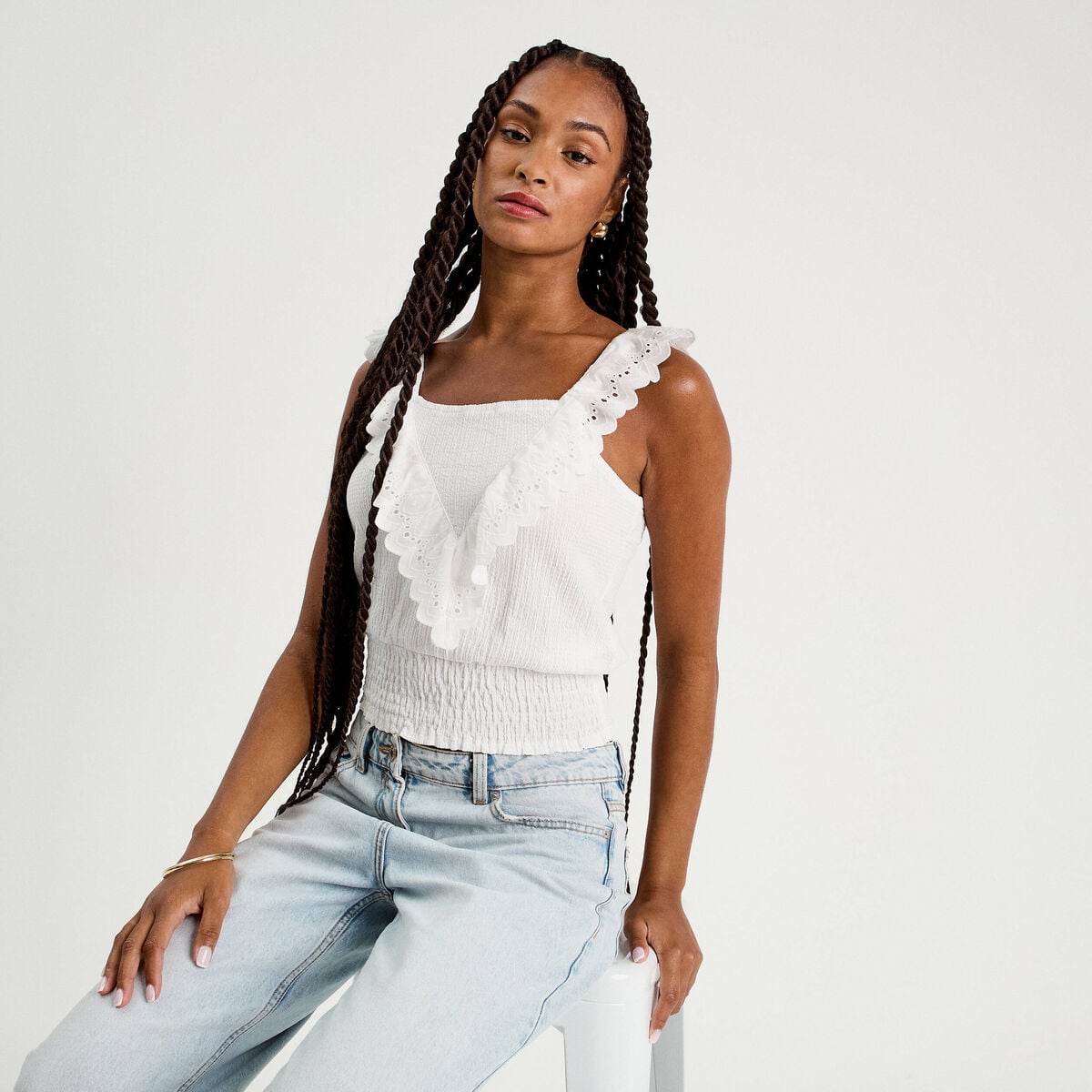 Débardeur sans manches blanc femme
