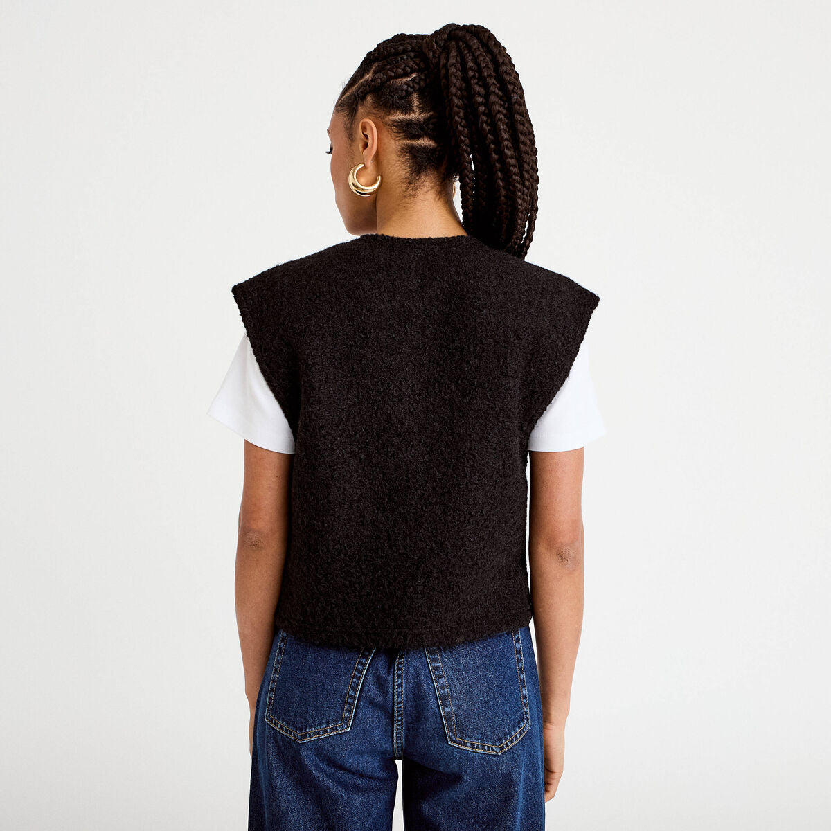 Gilet sans manches effet polaire noir femme