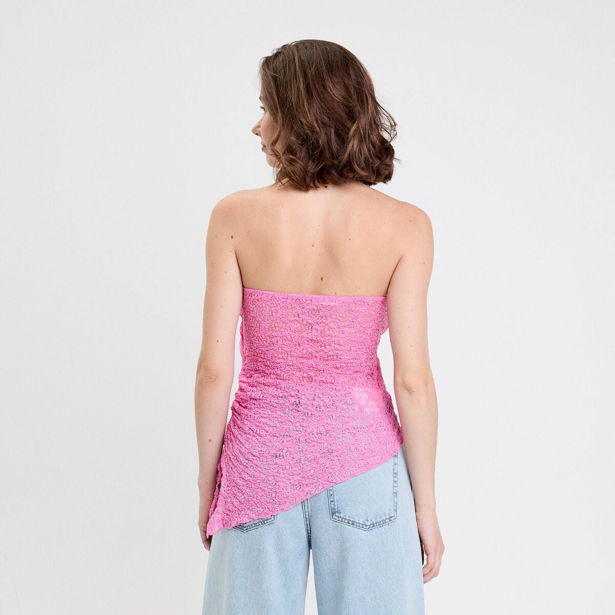 Bandeau ajusté sans manches dentelle rose femme