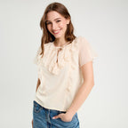 Blouse volants ecru femme