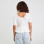 Blouse manches courtes ecru femme