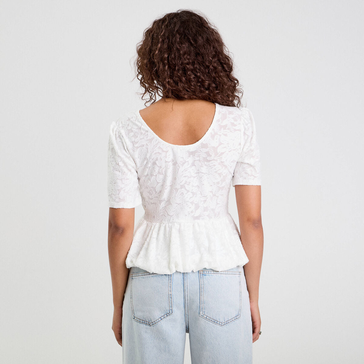 Blouse manches courtes ecru femme