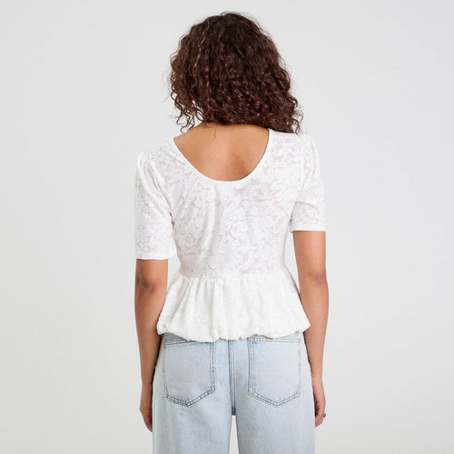 Blouse manches courtes ecru femme