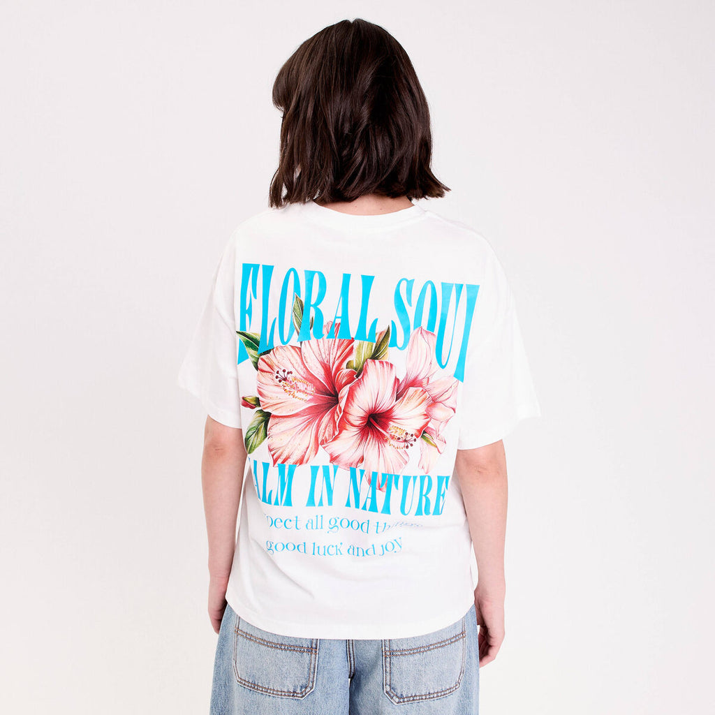 Top oversize manches courtes longues ecru femme