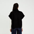 Gilet oversize cropped manches courtes noir femme
