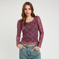 T-shirt manches longues rouge cerise femme