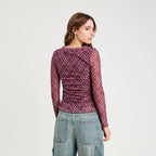 T-shirt manches longues rouge cerise femme
