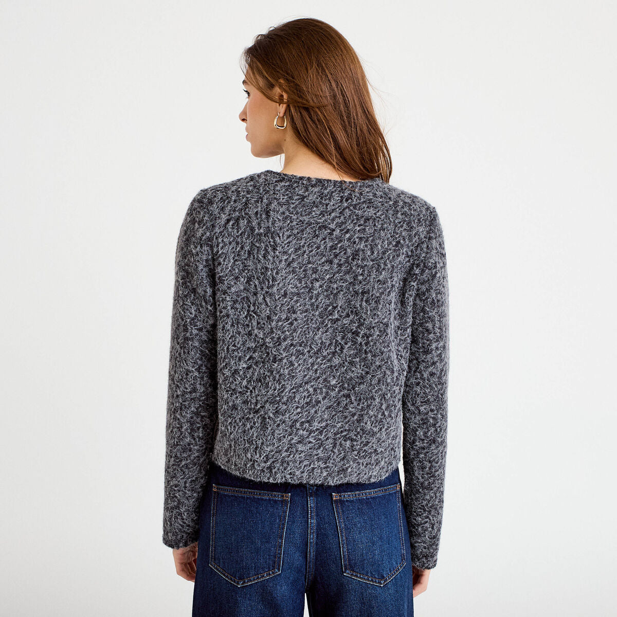 Veste effet polaire gris foncé femme