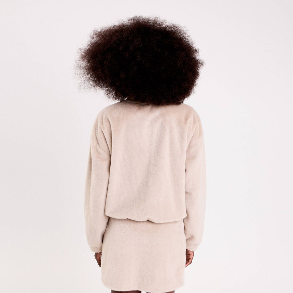 Veste fausse fourrure sable femme
