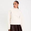 Sweat col montant ecru femme