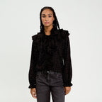 Blouse à volants noir femme