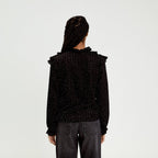 Blouse à volants noir femme