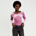 Body en velours décolleté dos rose clair femme