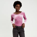 Body en velours décolleté dos rose clair femme