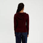 Pull à capuche rouge foncé femme