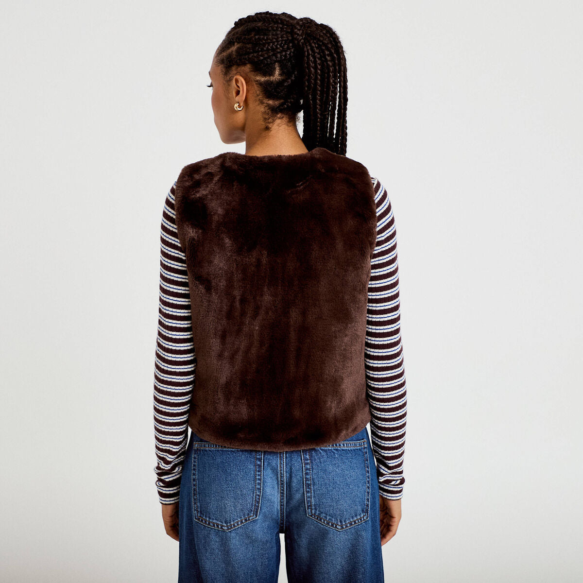 Gilet réversible sans manches marron foncé femme