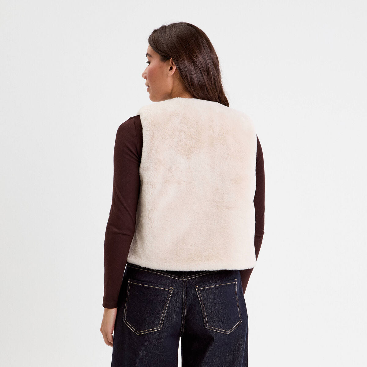 Gilet réversible sans manches ivoire femme
