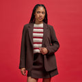 Veste esprit blazer marron foncé femme