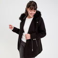 Manteau droit avec capuche noir femme