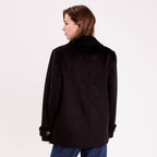Caban col tailleur manches longues noir femme