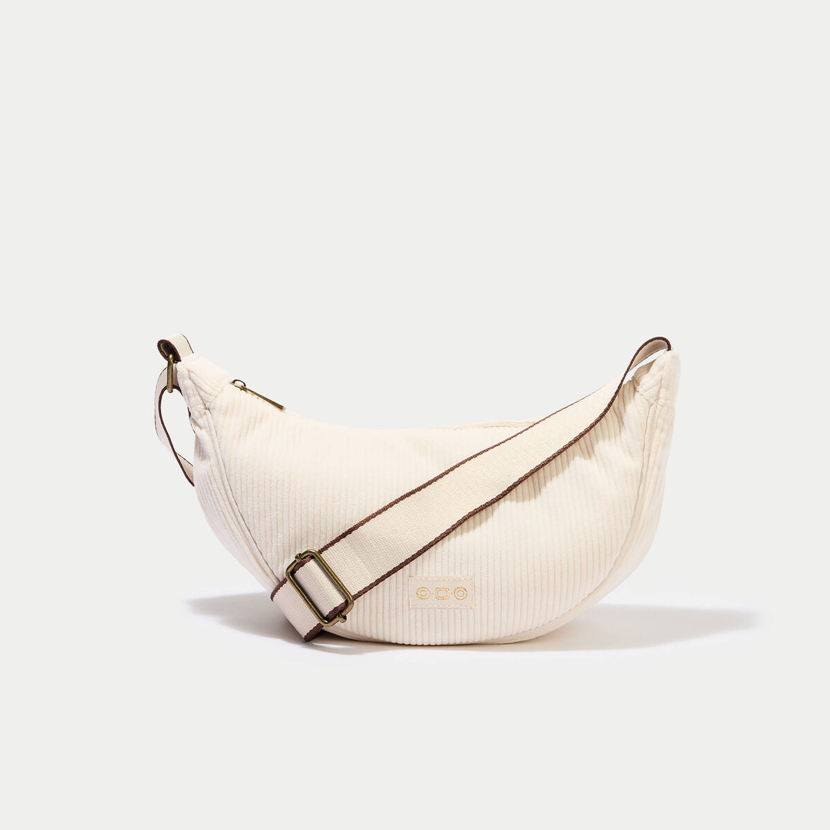 Sac banane velours côtelé ecru femme