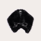 Foulard en fausse fourrure noir femme
