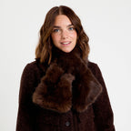 Écharpe en fausse fourrure marron foncé femme