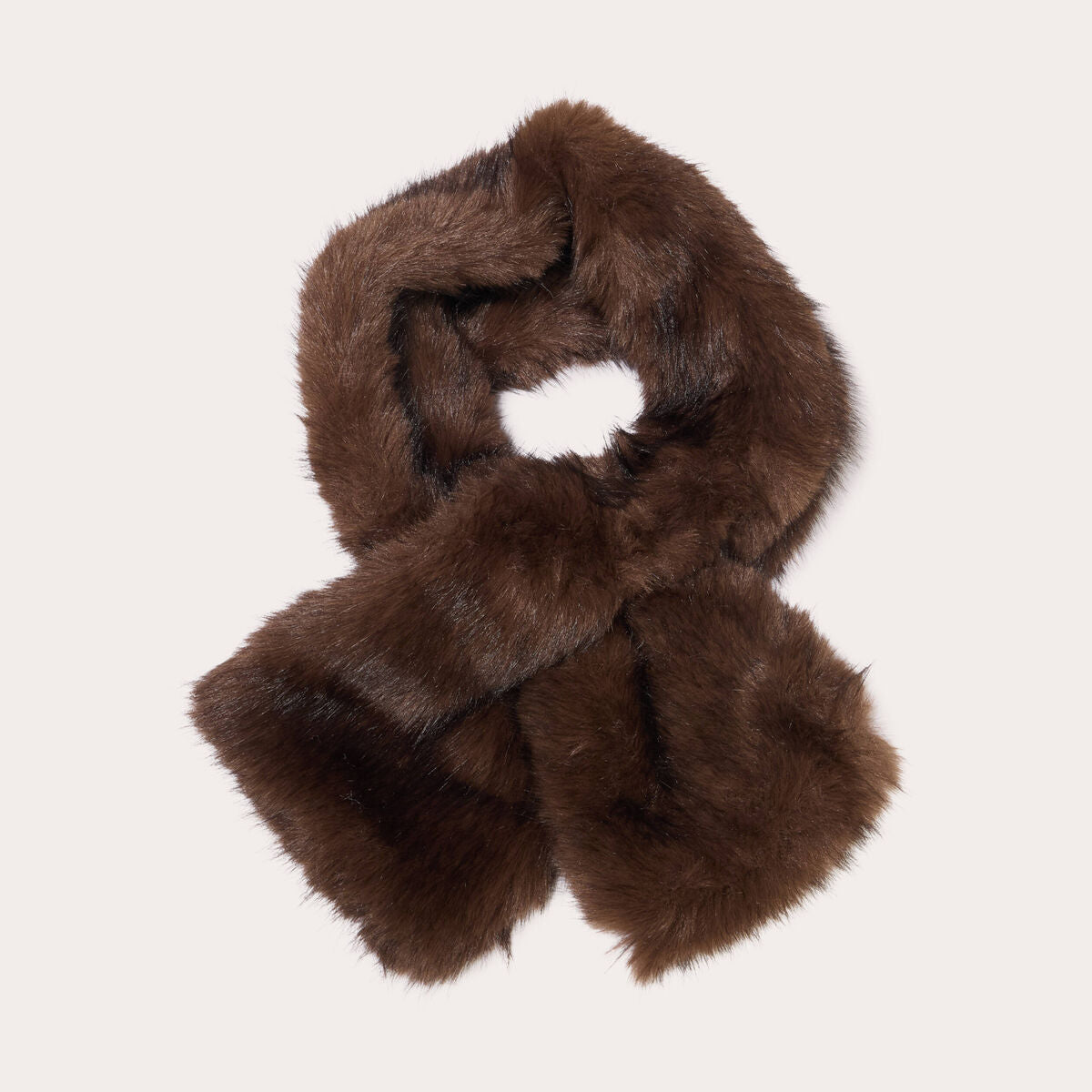 Écharpe en fausse fourrure marron foncé femme