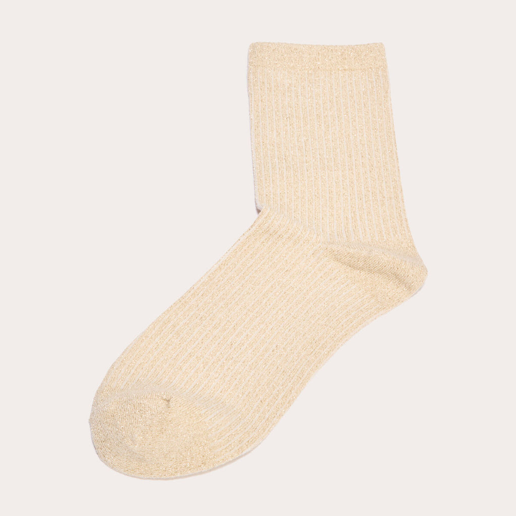 Chaussettes fils métallisés couleur or femme
