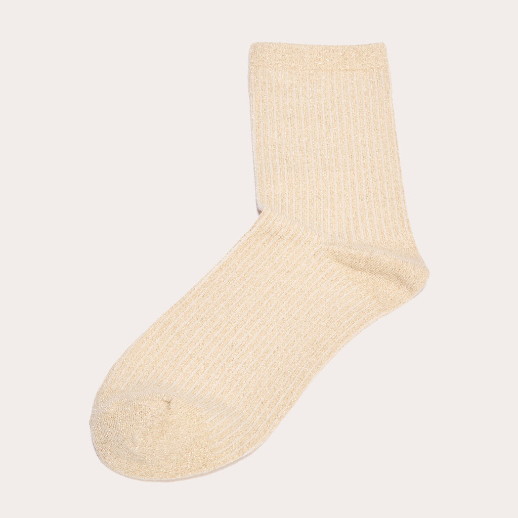 Chaussettes fils métallisés couleur or femme