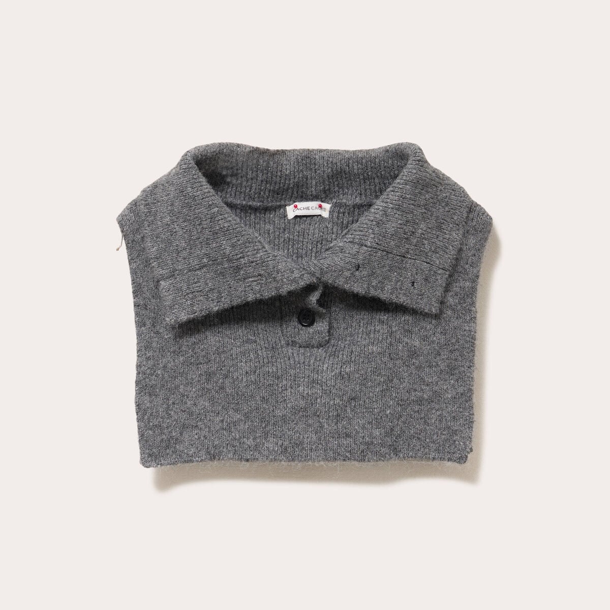 Col plastron en maille gris foncé femme