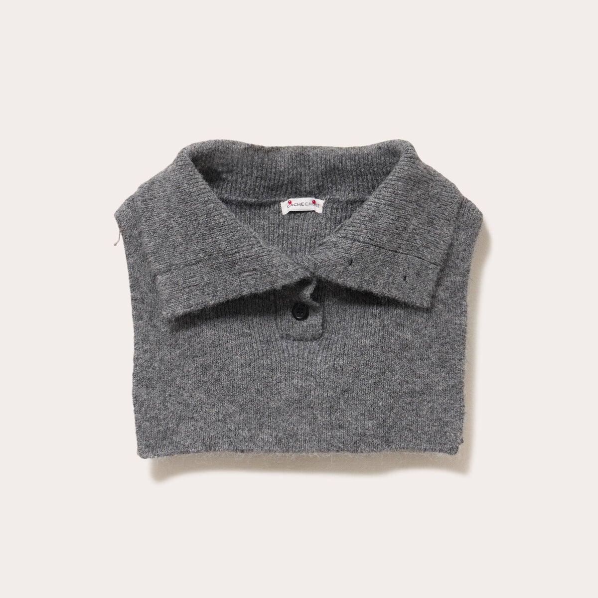 Col plastron en maille gris foncé femme