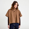 Poncho col américain beige femme
