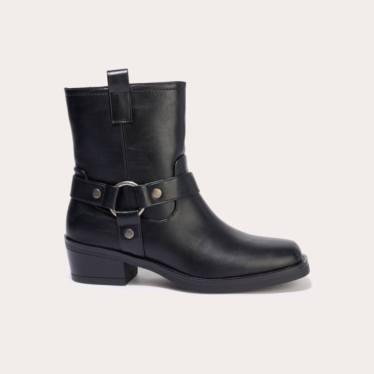 Bottines bout carré noir femme