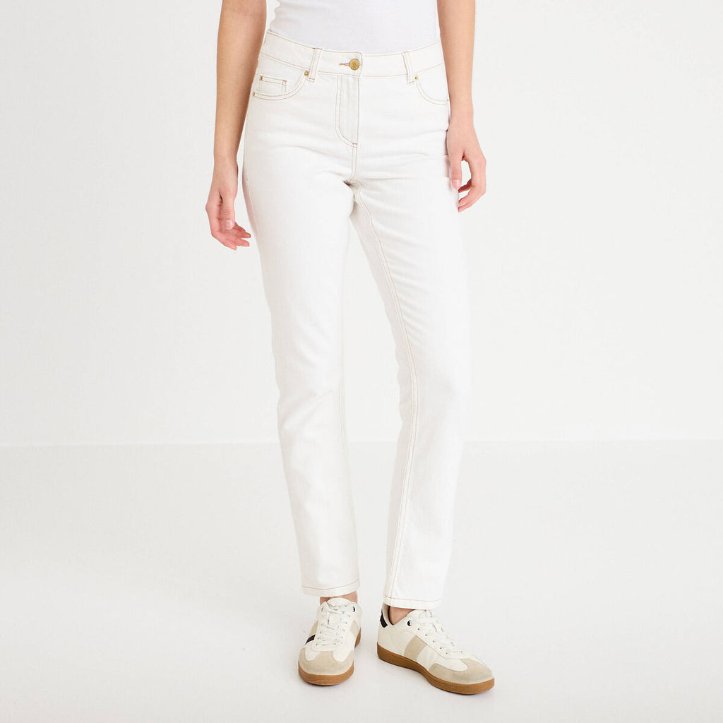 Jean slim taille standard denim blanc femme