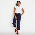 Pantalon chino avec ceinture amovible bleu marine femme