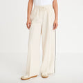 Pantalon large taille élastiquée blanc femme