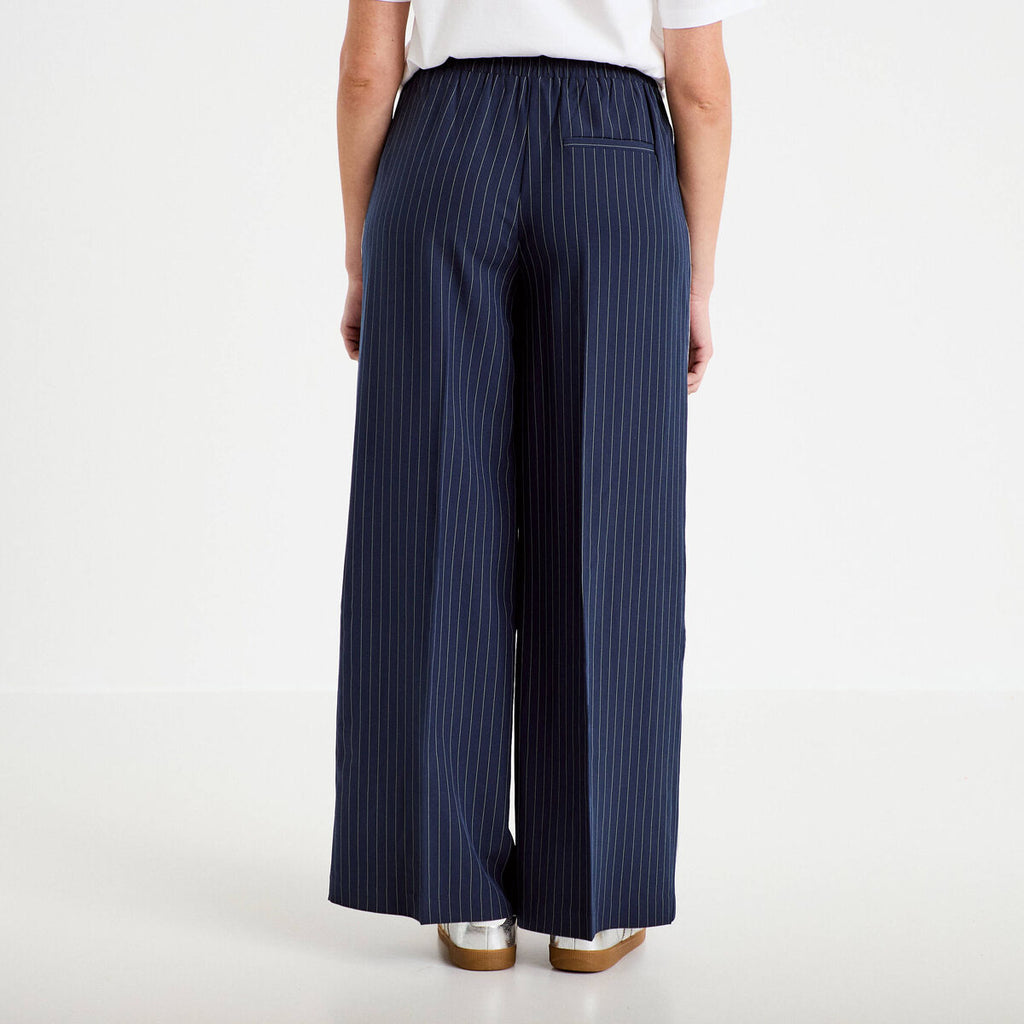 Pantalon large taille élastiquée bleu clair femme