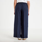 Pantalon large taille élastiquée bleu clair femme