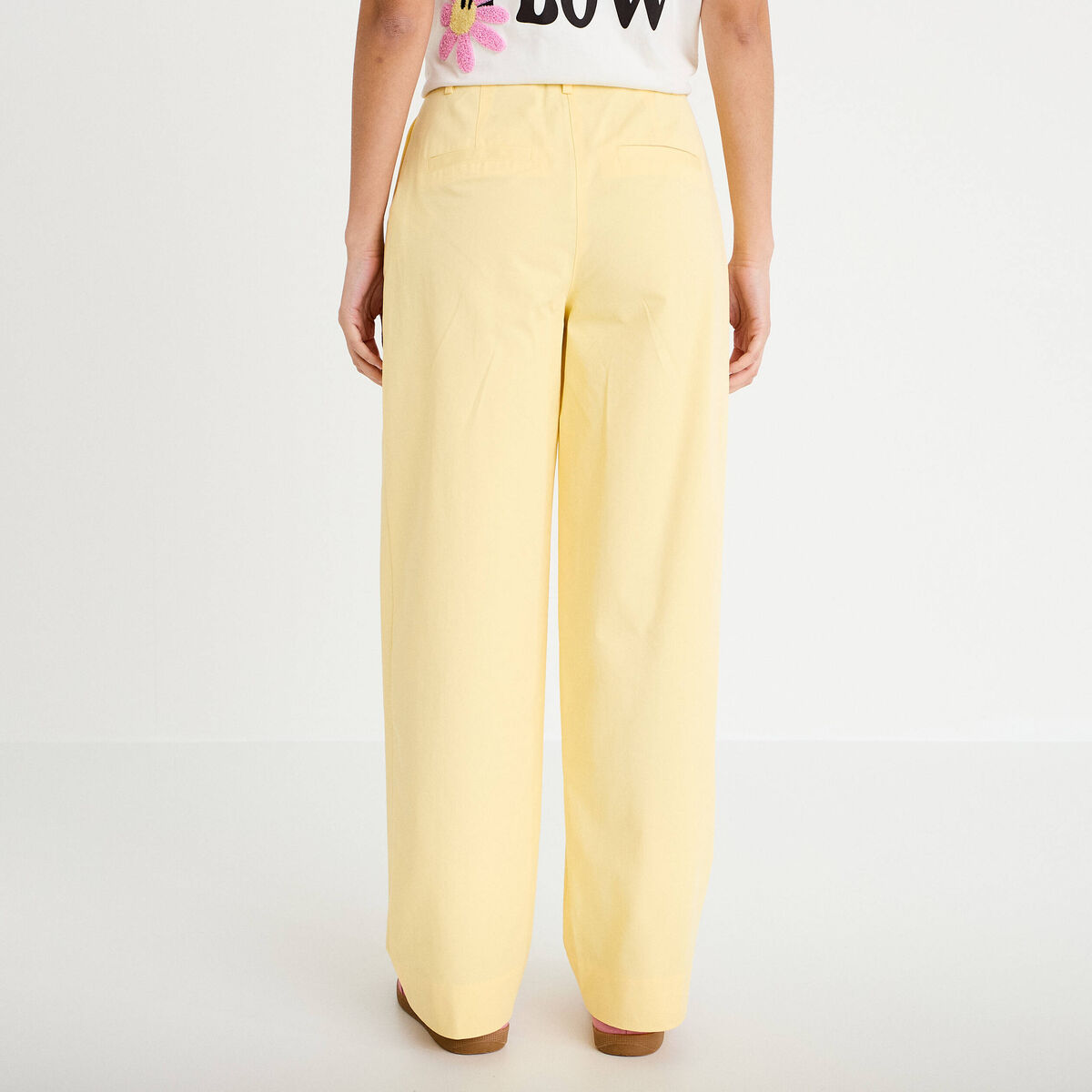 Pantalon large jaune clair femme