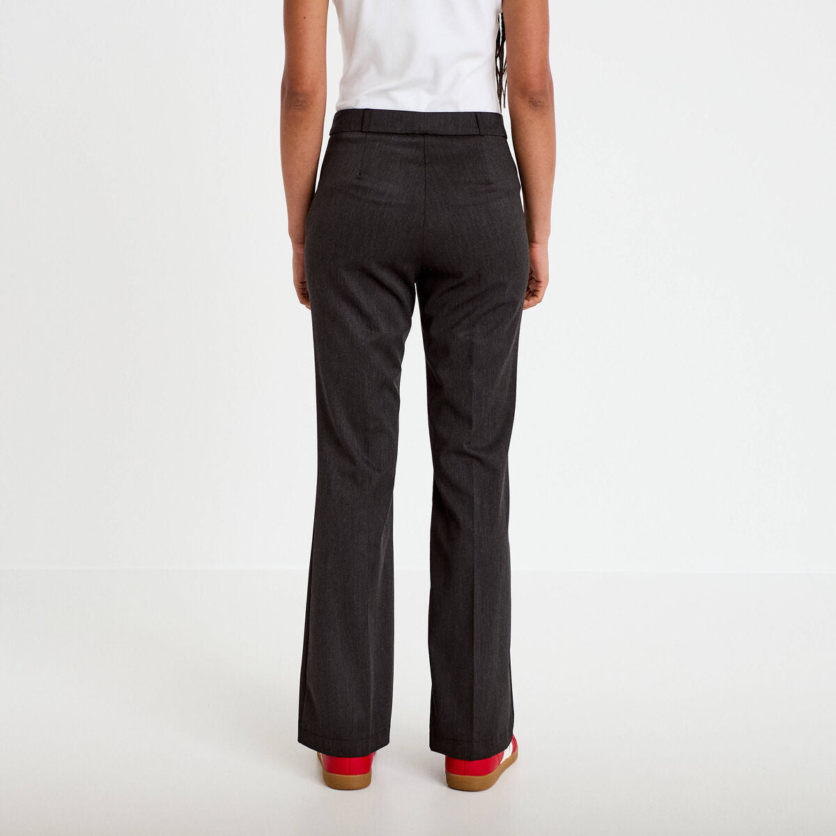 Pantalon bootcut taille basse gris foncé femme