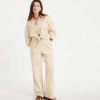 Pantalon large taille standard beige moyen femme