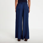 Pantalon large taille standard bleu marine femme