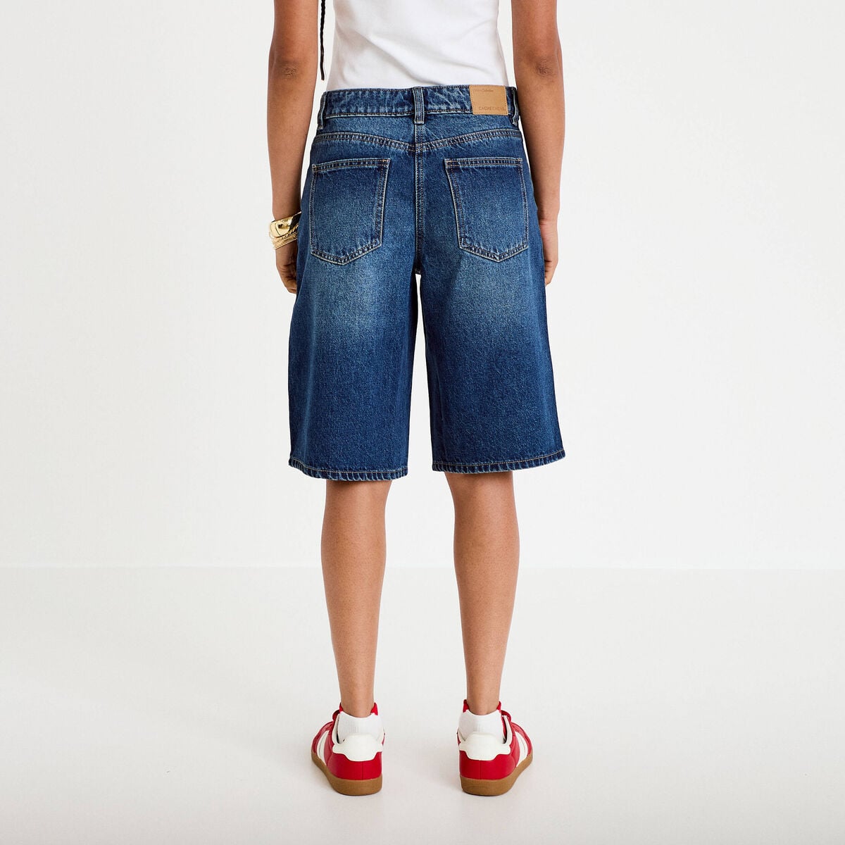 Bermuda en jean bleu foncé femme