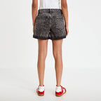 Short mom taille haute en jean denim noir femme