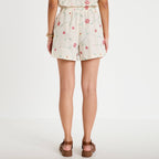 Short avec broderie blanc femme