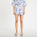 Short plissé blanc femme