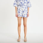 Short plissé blanc femme