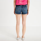 Short slim cigarette en jean stretch denim dirty femme